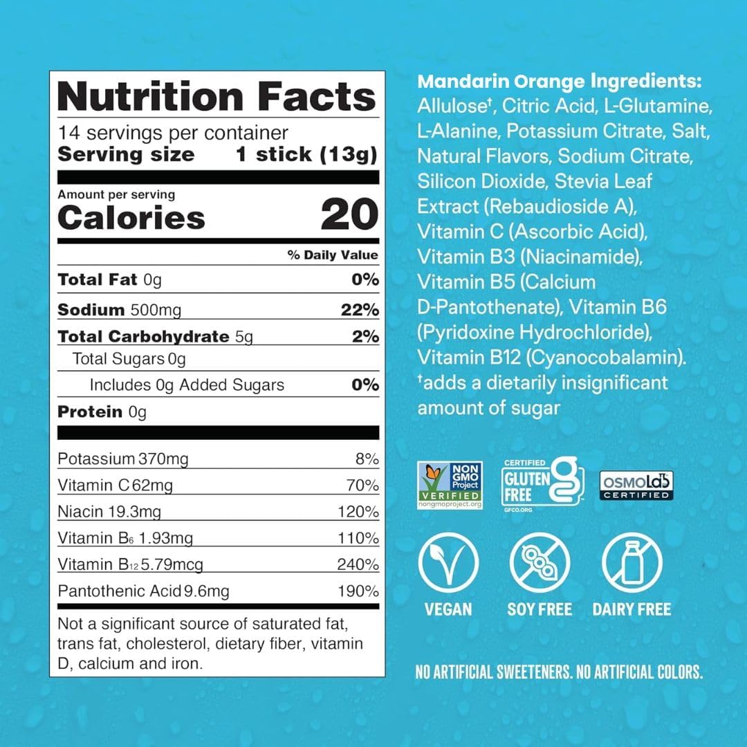 Liquid I.V.® Sugar Free Mandarin Orange Powder - Holistic Hydration Mix-In for Health-Conscious Home Wellness