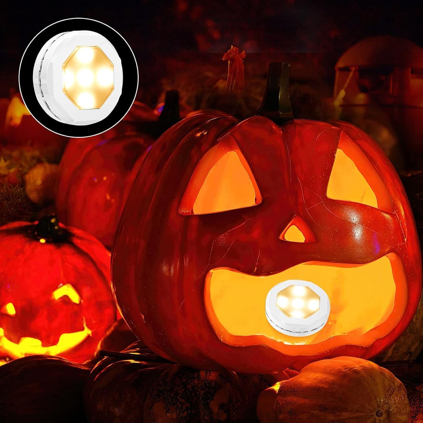 Litake Dimmable Jack-O-Lantern Lights 3-Pack, Color Changing Halloween Accent Lighting for Dining Table and Entryway Styling