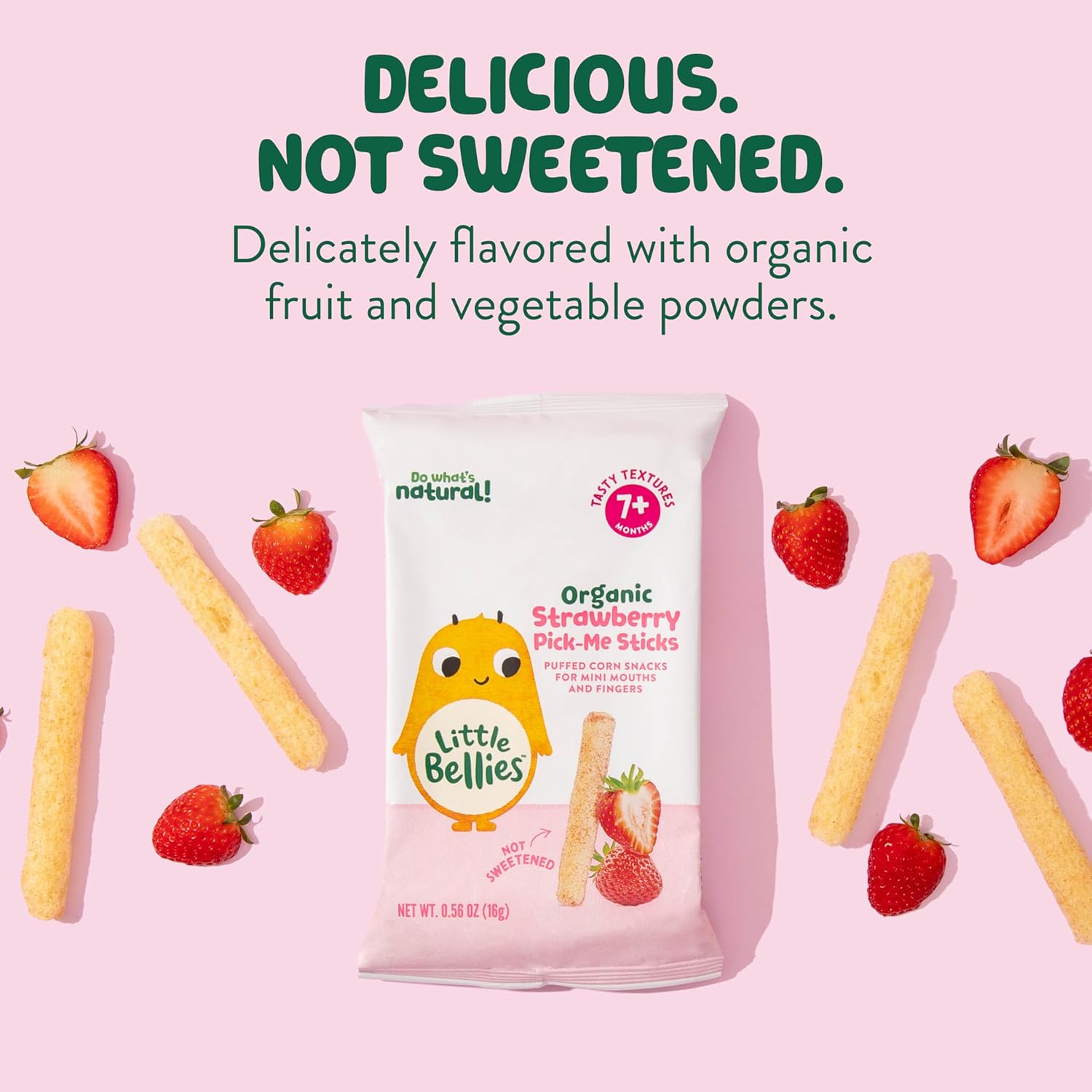 Little Bellies Organic Strawberry Pick-Me Sticks – Little Hands Pick-Up Snack for Diaper Bag and Playroom