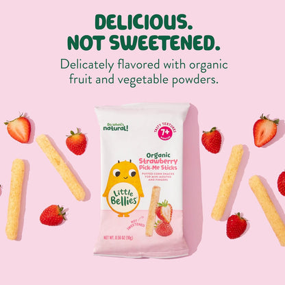 Little Bellies Organic Strawberry Pick-Me Sticks – Little Hands Pick-Up Snack for Diaper Bag and Playroom
