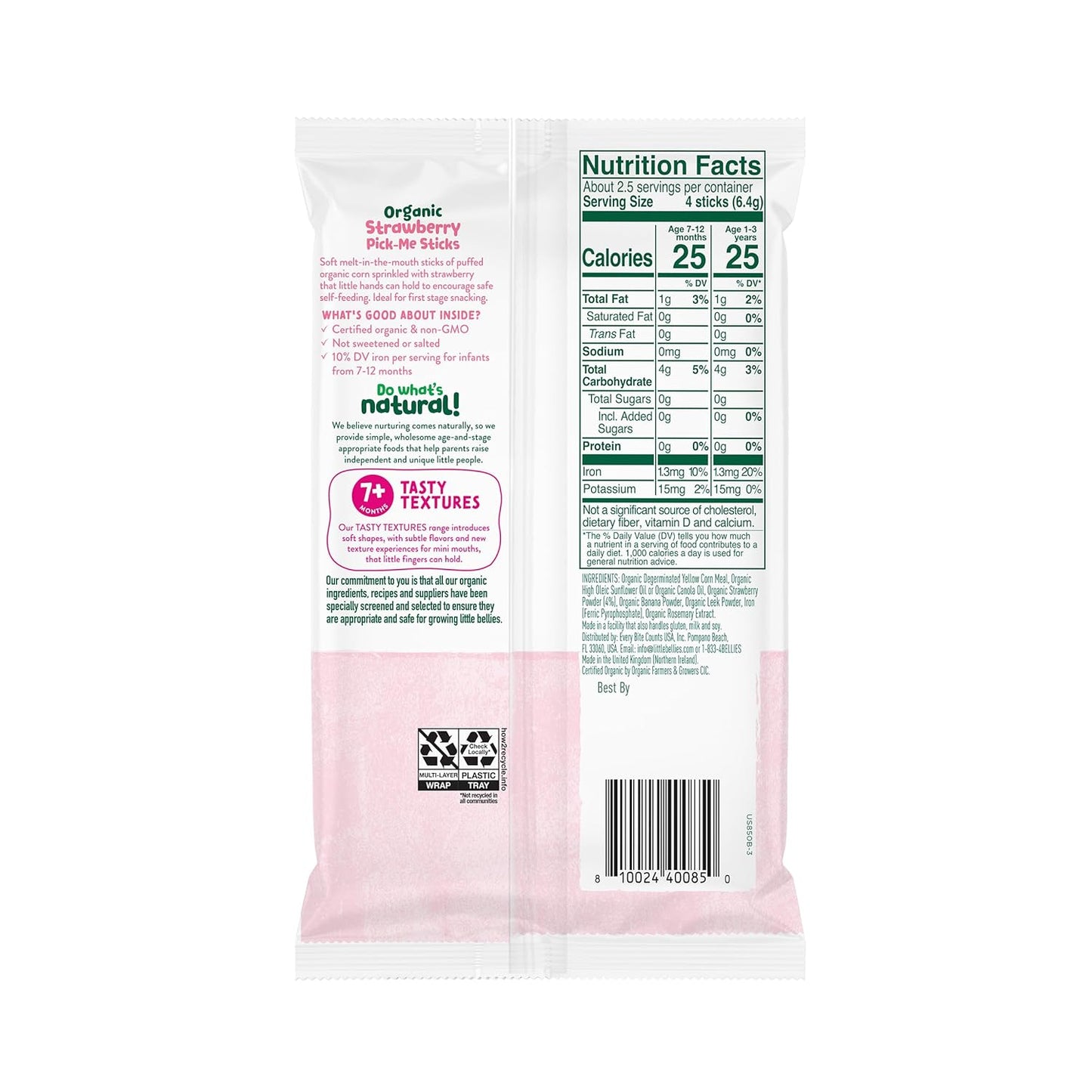 Little Bellies Organic Strawberry Pick-Me Sticks – Little Hands Pick-Up Snack for Diaper Bag and Playroom