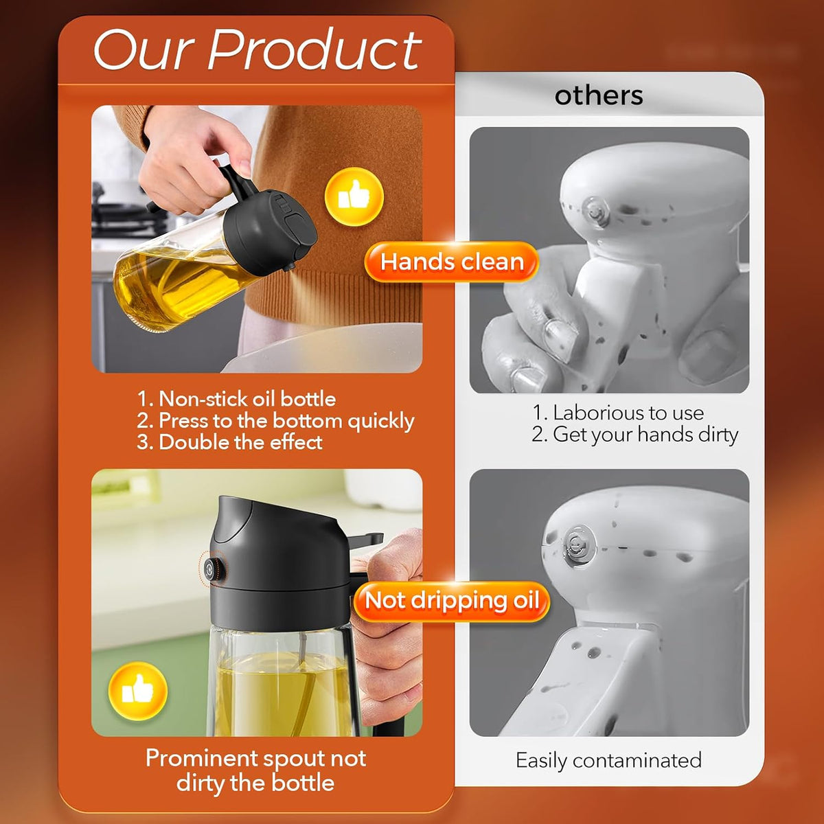 lockable lid and refillable, reusable construction; fridge-safe for storage