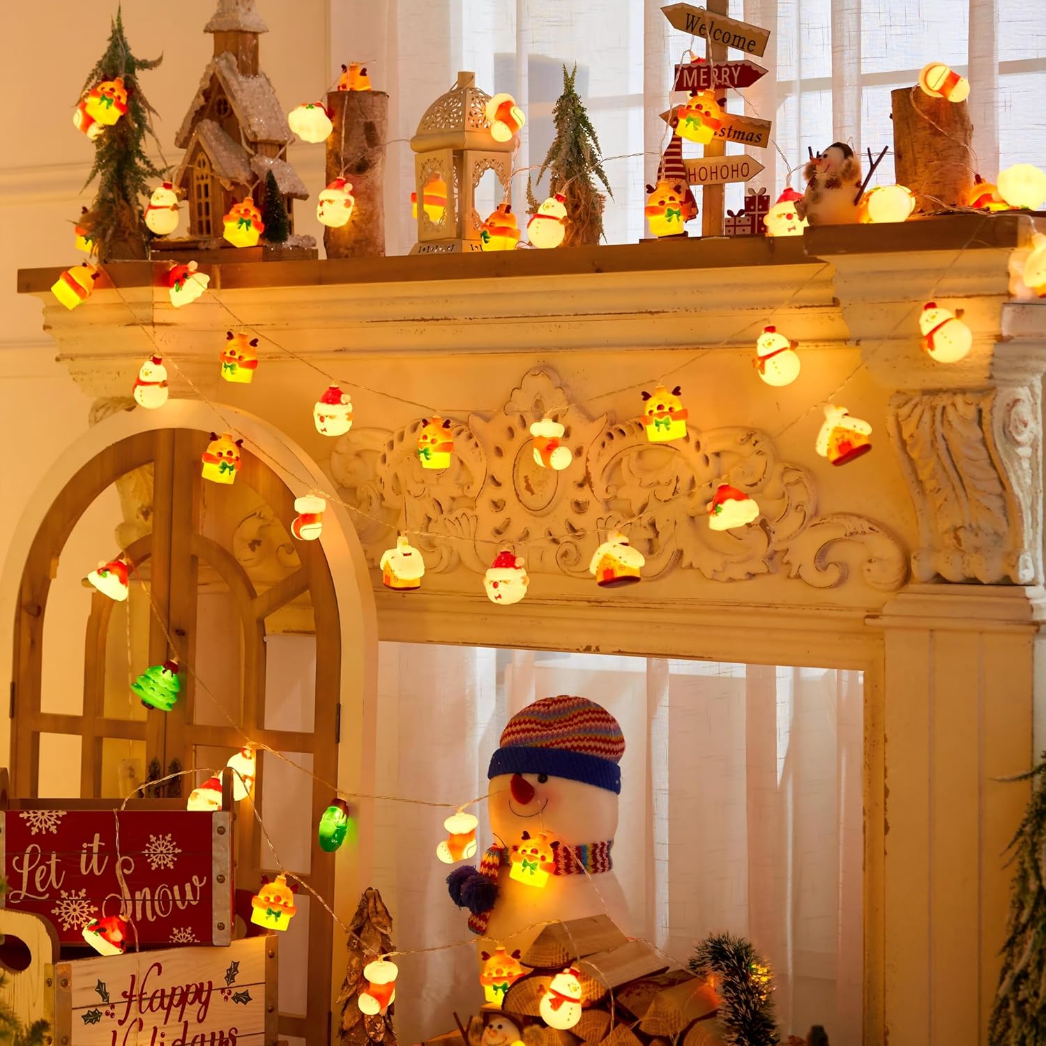 LOLStar Christmas Window Lights – Family Safe Decor for Kids Room and Classroom, 9.8FT Timer String with Remote and 8 Modes