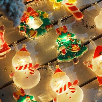 LOLStar Xmas String Lights – Themed Christmas Fairy Lights with Wreath Stocking and Candy Cane Accents for Indoor Home Styling