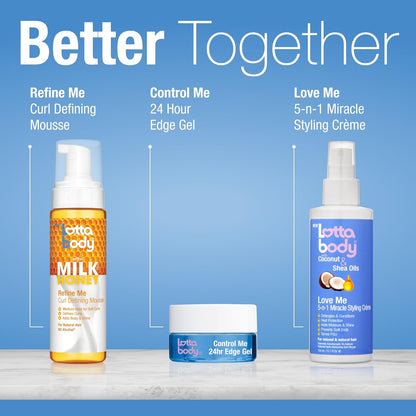 Lottabody Refine Me Milk & Honey Mousse – Sweet Valentine's Day Present for Her Wash and Go Curl Routine, 7 oz