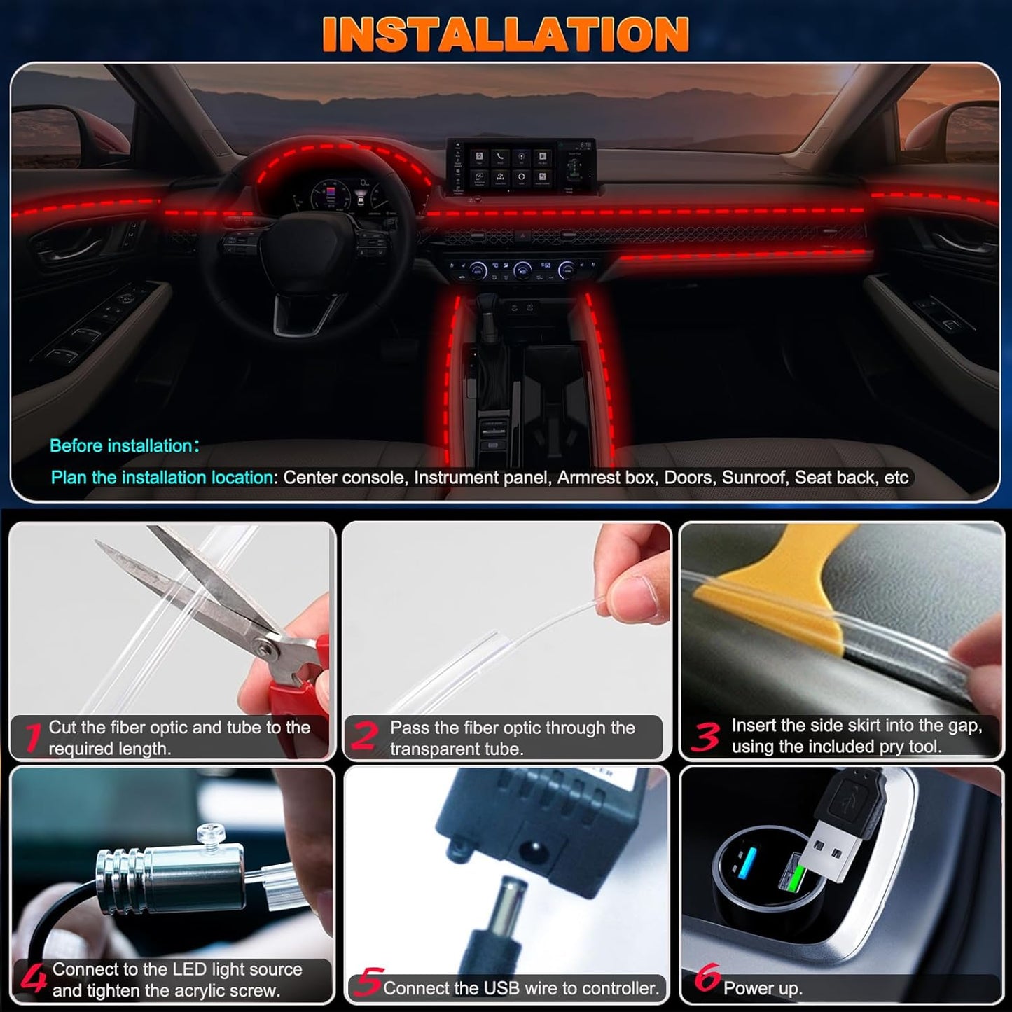 Lotus Lantern RGB Interior Lights – Smart-Controller Safety Kit for First-Time Installers, 5V Plug-and-Play Design