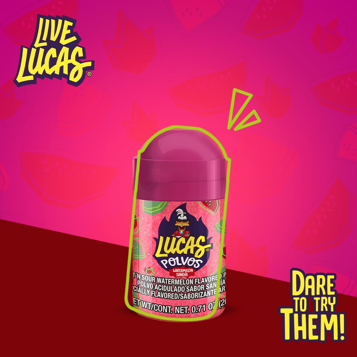 Lucas Powder Watermelon Flavored Candy – On-the-Go Spicy-Sweet Snack for Tailgates, Beach Days, and Backyard BBQs, 10 Pack