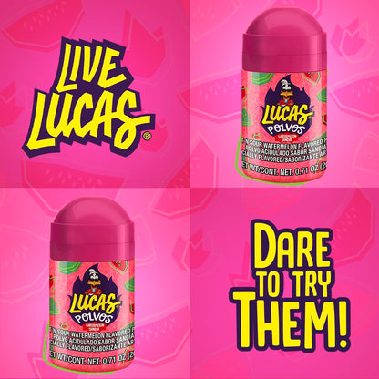 Lucas Powder Watermelon Flavored Candy – On-the-Go Spicy-Sweet Snack for Tailgates, Beach Days, and Backyard BBQs, 10 Pack