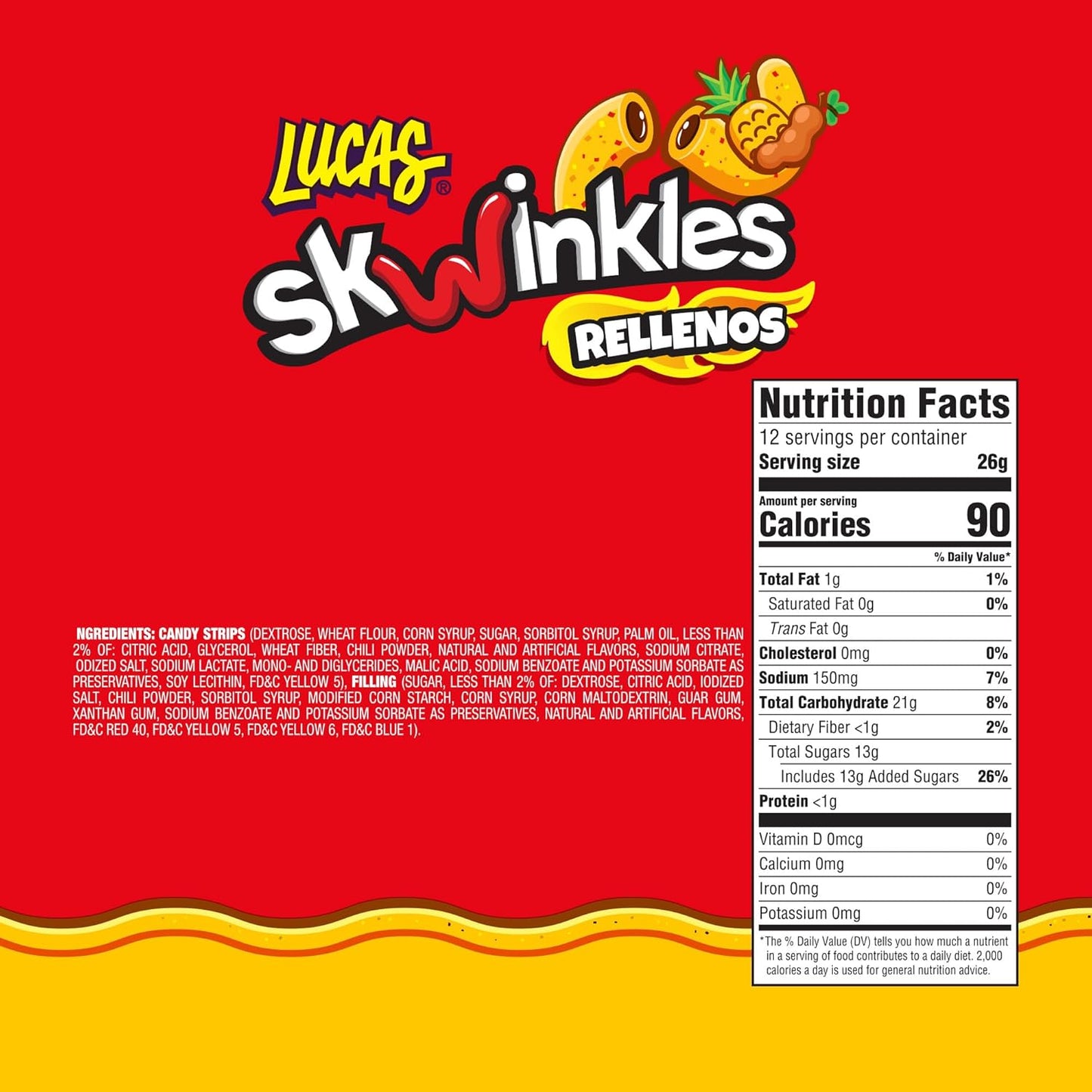 Lucas Skwinkles Pineapple Chili Candy Strips – Shareable Party Favor Gift for Quinceañeras, Graduations, and Family Gatherings