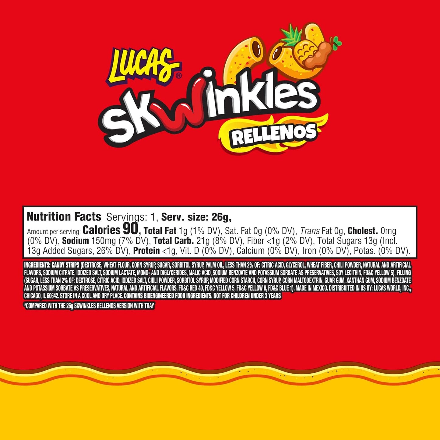 Lucas Skwinkles Pineapple Chili Candy Strips – Shareable Party Favor Gift for Quinceañeras, Graduations, and Family Gatherings