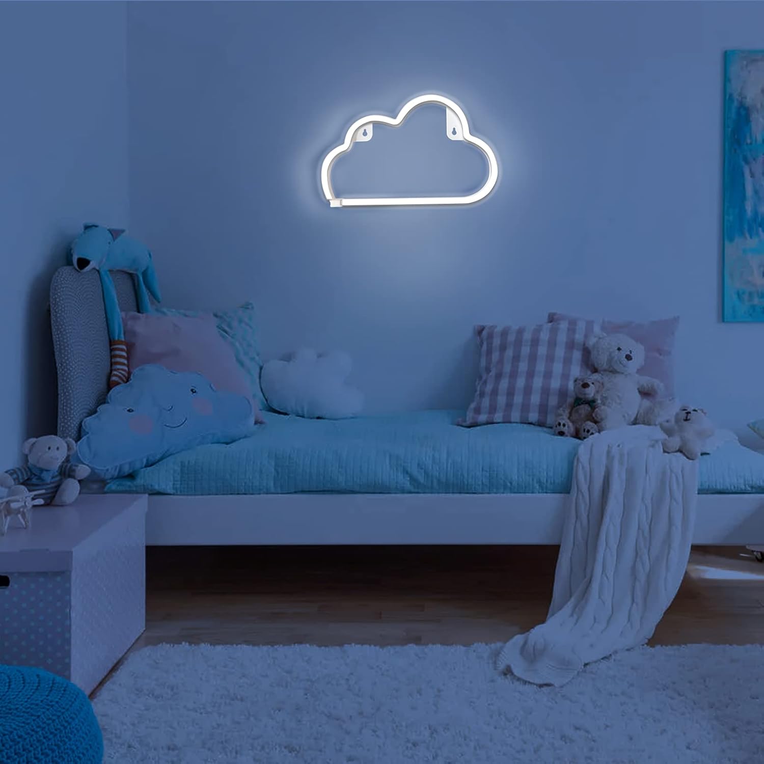 LUCIFER Cloud Neon Light – Pink Blue Purple Aesthetic Wall Art for Bedroom and Apartment Living Area, USB or Battery Operated
