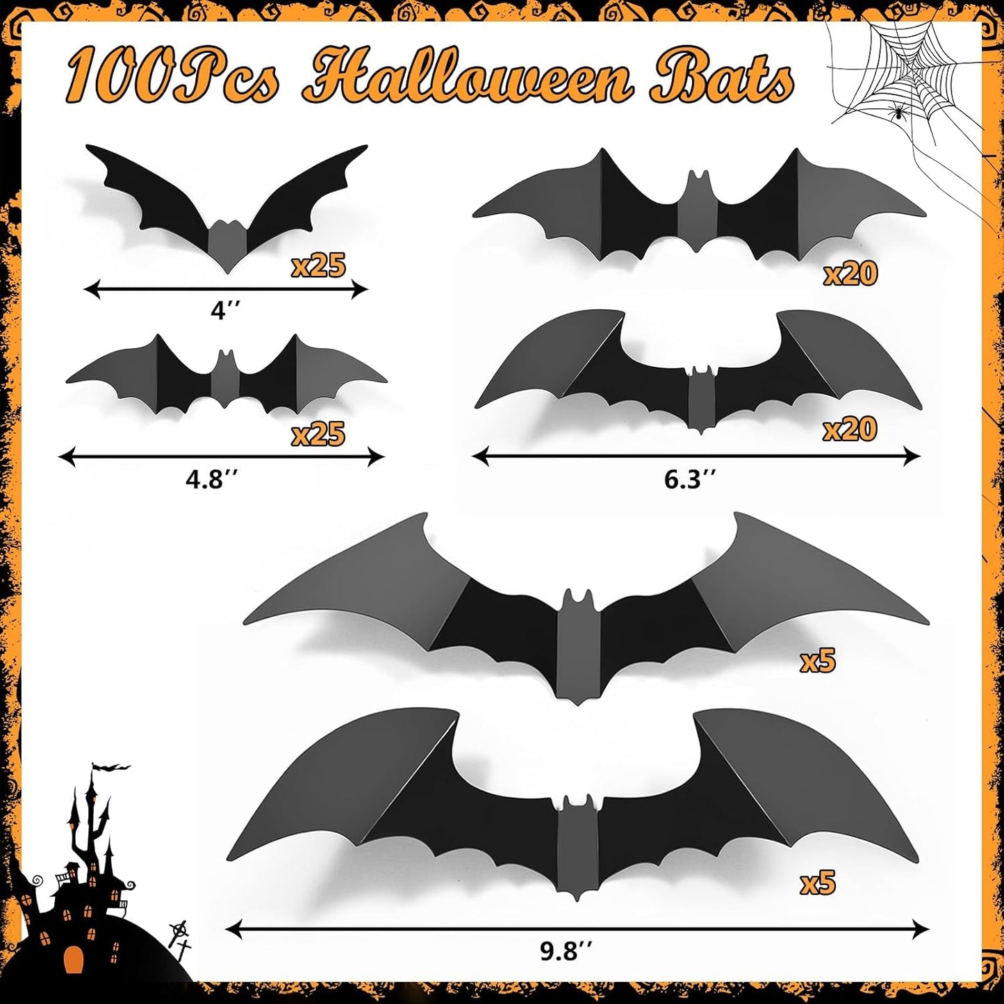 LUDILO 100pc Bat Decals – Creative Birthday Gift for the Friend Who Hosts Halloween