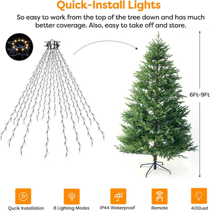 Lumary 400 LED Cascade Lights One Step Install – Intentional Minimalist Holiday Decor Without the Tangle