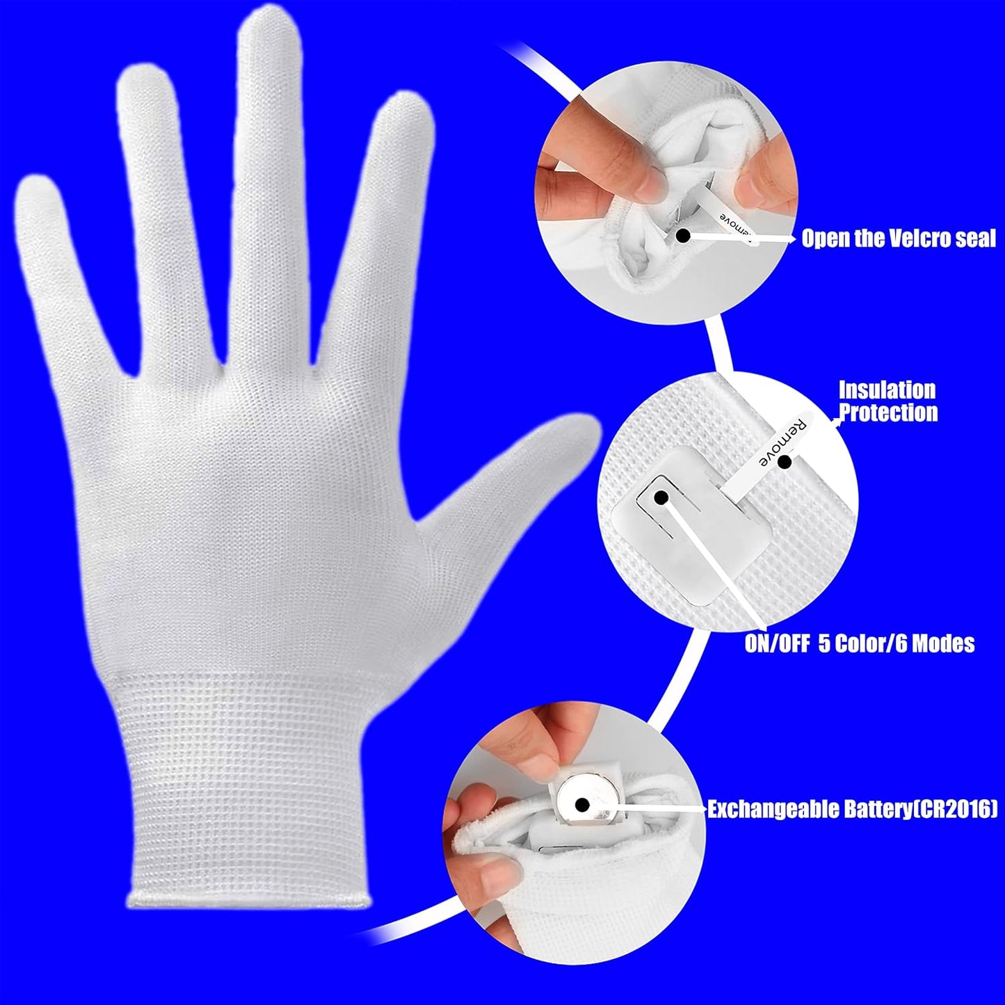 LumenGlow LED Finger Gloves - Weather-Friendly Light Up Costume Prop for Outdoor Halloween Trick or Treating and Night Parades