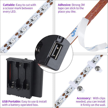 Lumify Home Pet & Child Safe Blacklight for Playroom, 385-400nm UV Strip with Strong Adhesive