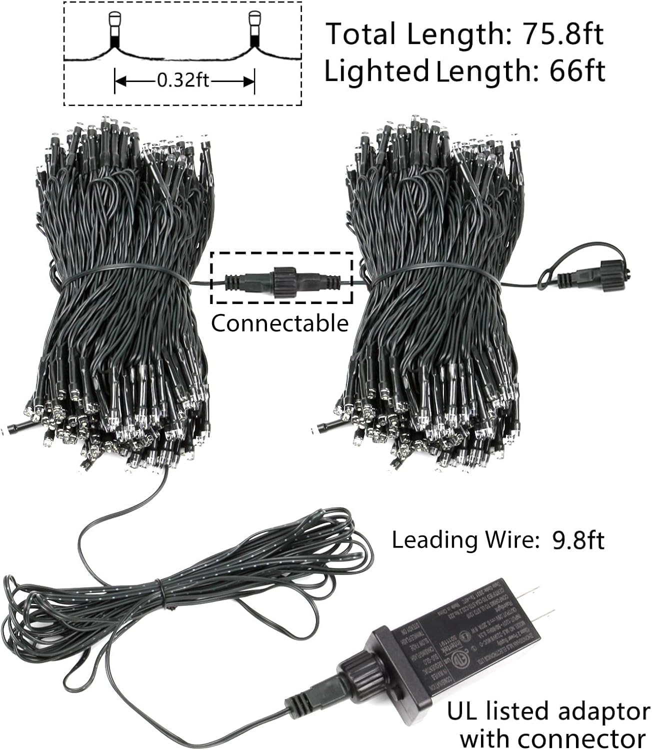 Lumify Low Voltage 29V Green Wire Lights – Smoke-Free Open Flame Candle Alternative for Mantle and Bedroom