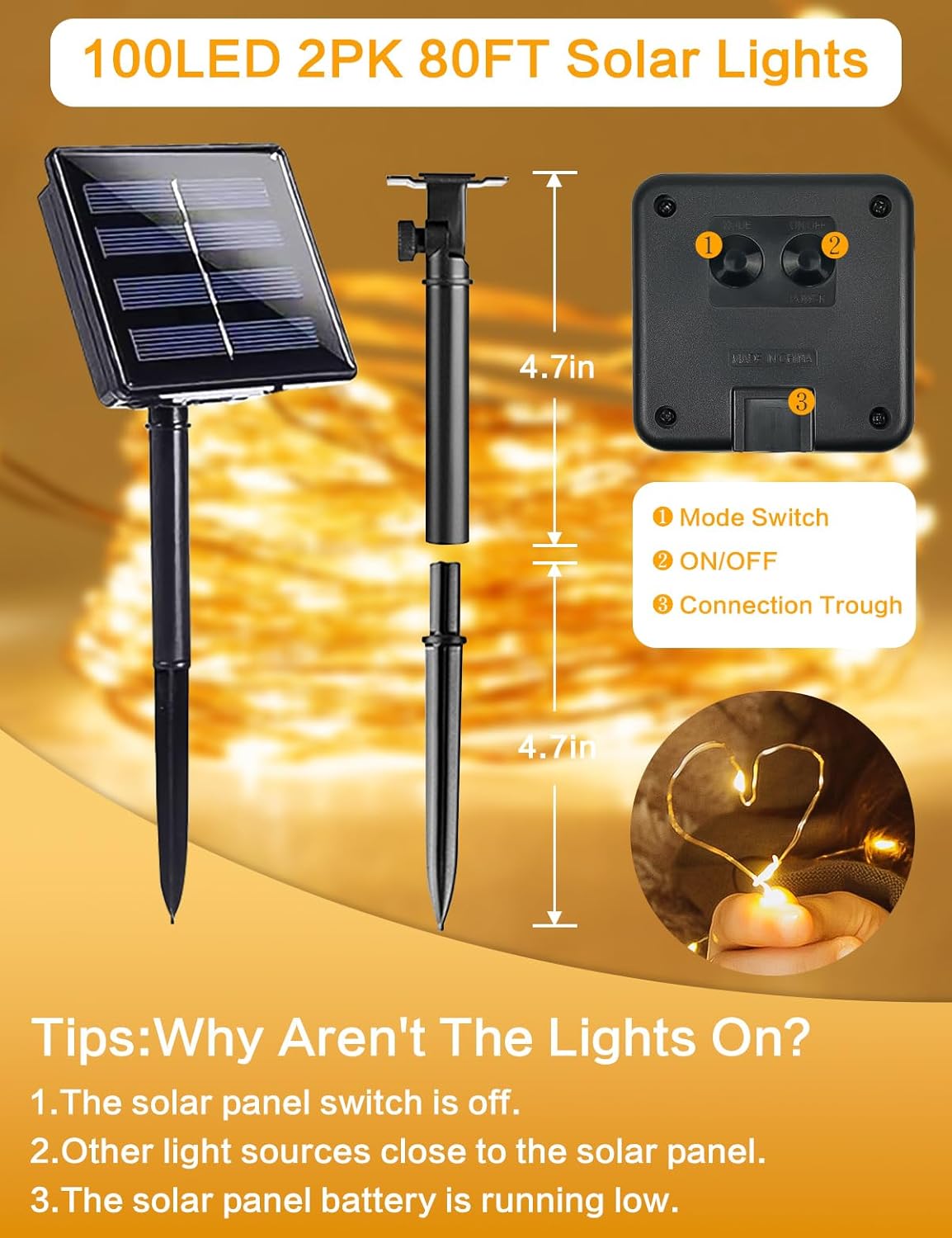 LuminaGlow Solar Copper Wire Lights – Restrained Home Styling, Solar Powered with Memory Mode