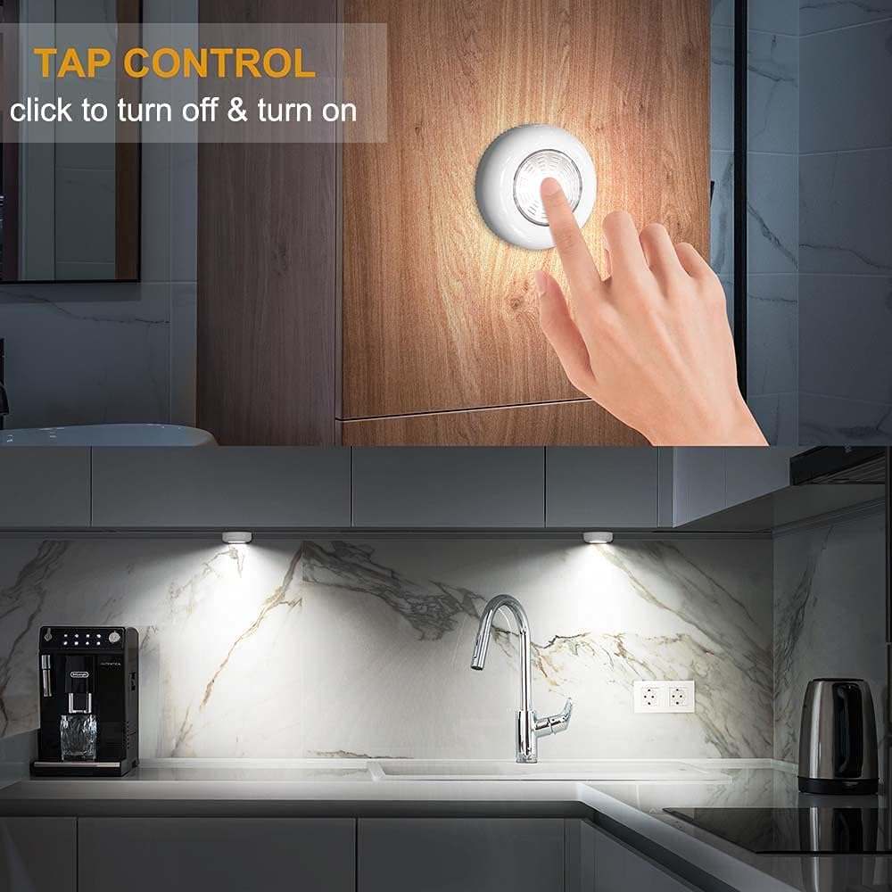 LuminAura LED Puck Lights – Less-Is-More Closet and Pantry Light, Touch On-Off Puck