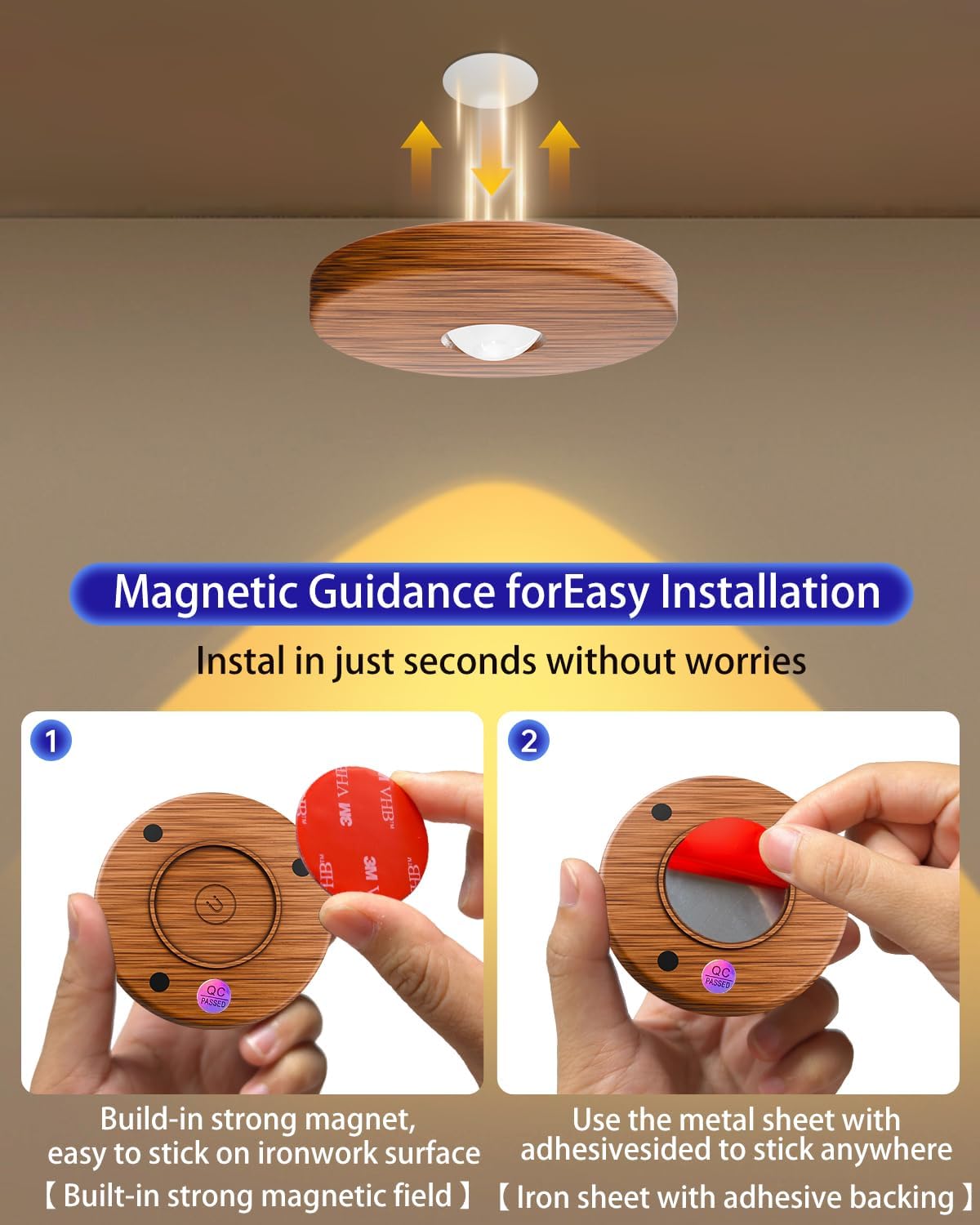 LuminAura Rechargeable Puck Lights – Hallway and Stairway Accent Lighting with Remote Dimming