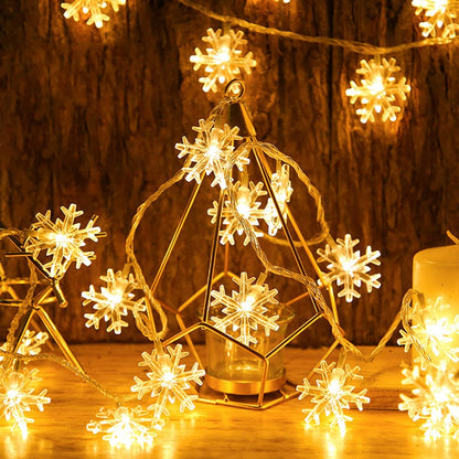 LuminGlow LED Snowflake String Lights – Romantic Valentine's Day Gift, Cozy Warm White Bedroom Lighting