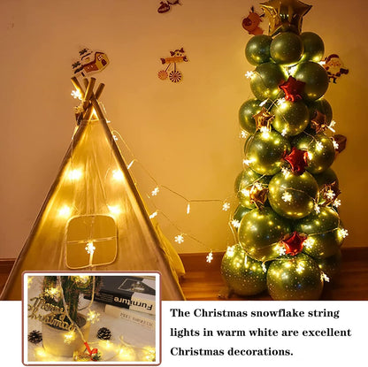 LuminGlow LED Snowflake String Lights – Romantic Valentine's Day Gift, Cozy Warm White Bedroom Lighting