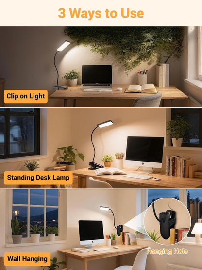 LuminGlow Pro Clip Lamp – Aesthetic Living Room Accent Lamp for Reading Nook, 5 Color 9 Brightness Rechargeable