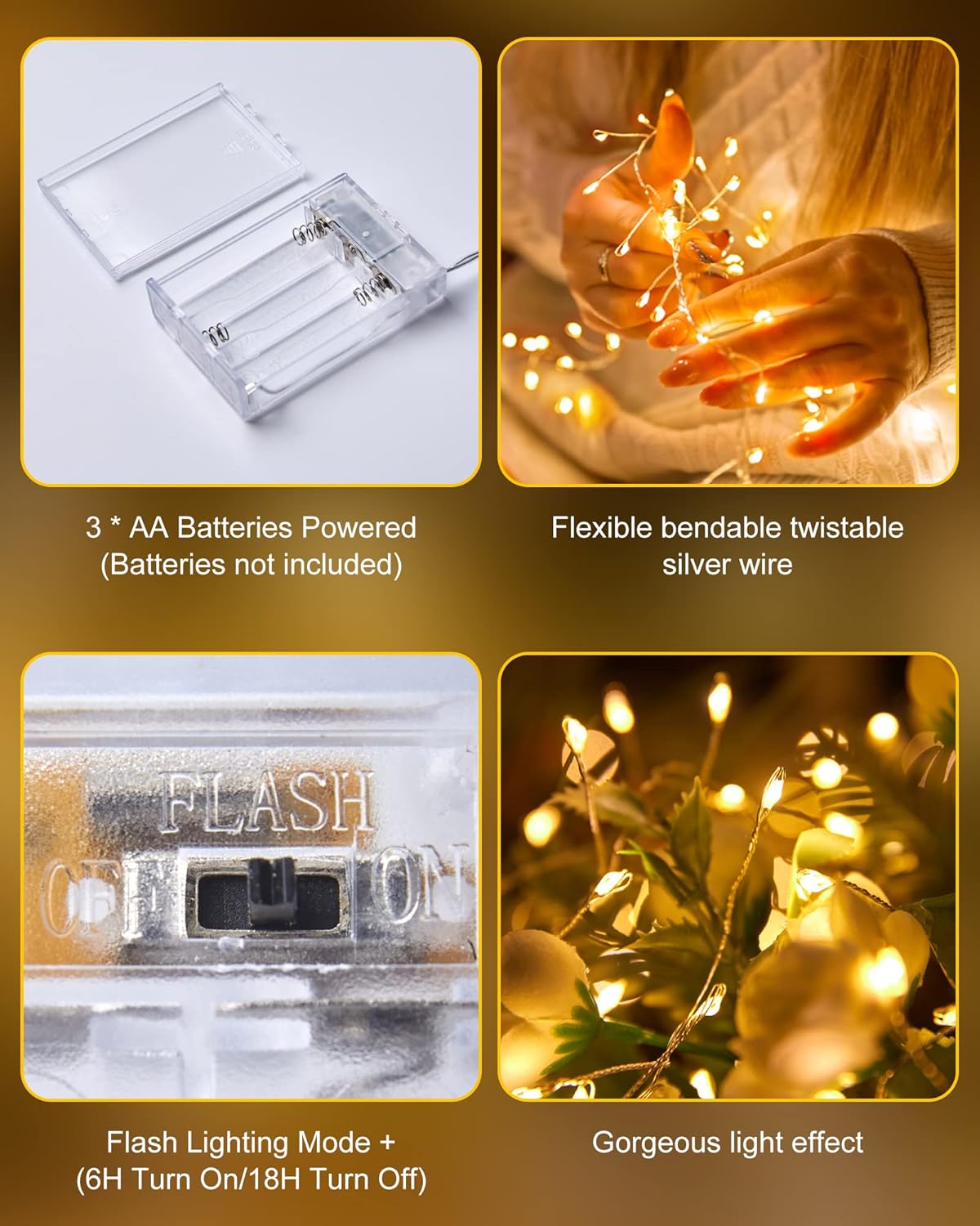 Luminoak Starry String Lights – Thoughtful Valentine Day Gift for Girlfriend, Warm White Battery Lights for Romantic Home Decor