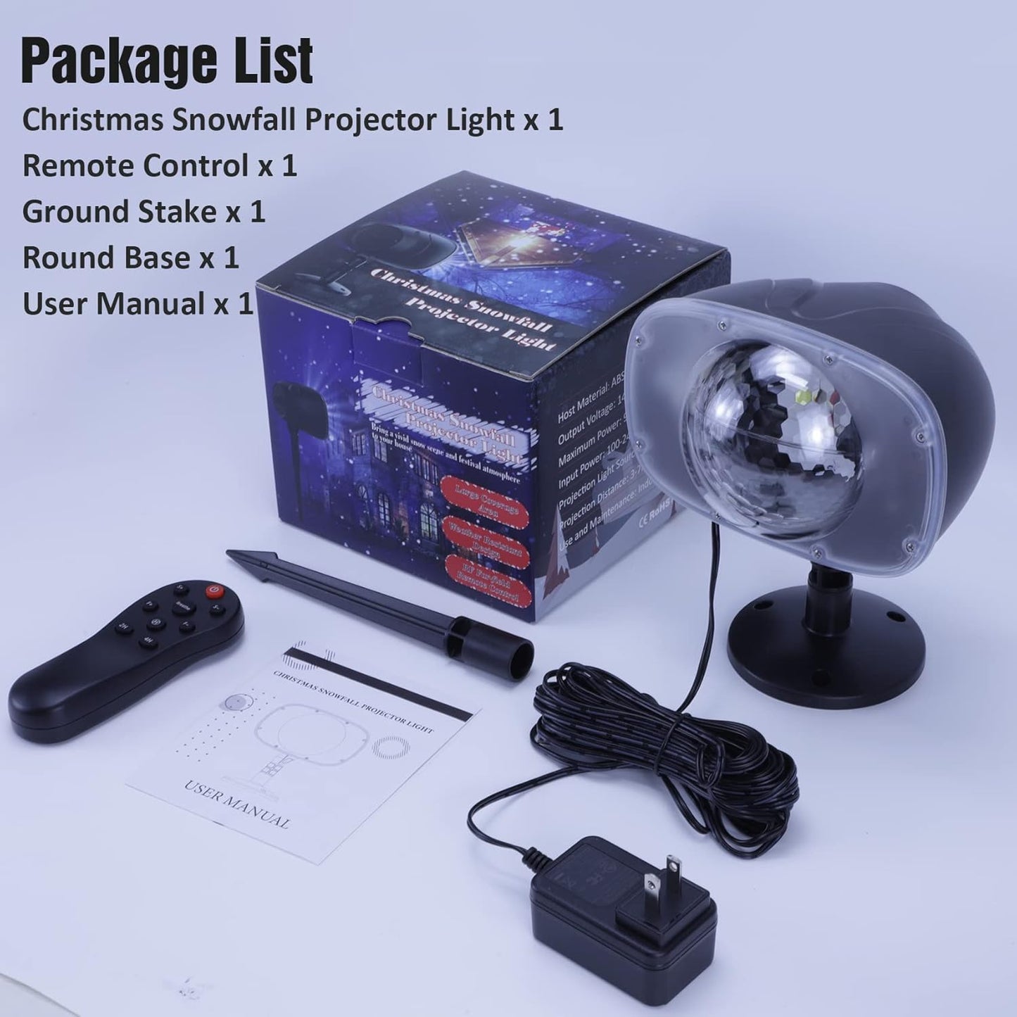 LuminScape Snow Light – One-Piece Projection Solution Replacing Tangled String Lights
