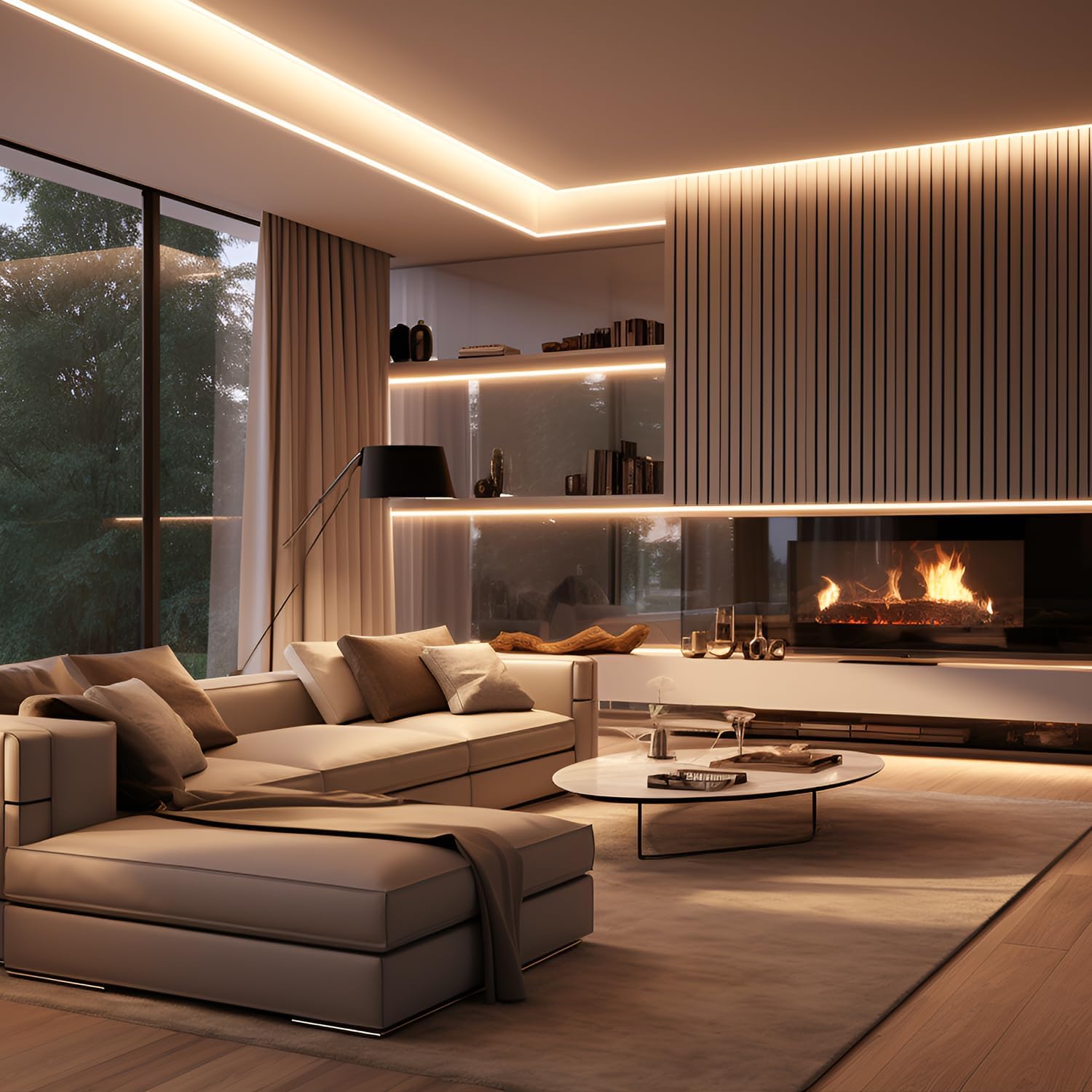 LuminStyle COB LED Strip for Uncluttered Studio Apartment, Neutral White Adhesive Linear Light