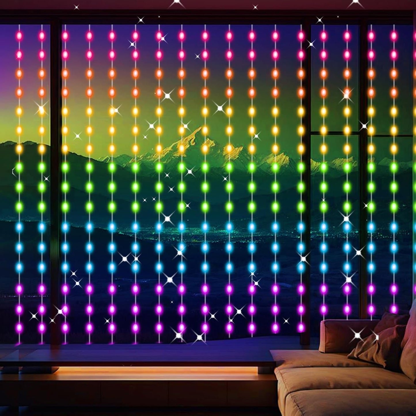 LuminVue Smart Curtain Lights – Cozy Dorm Room Aesthetic with 16 Million Color Modes, USB Powered 8x6ft Drape