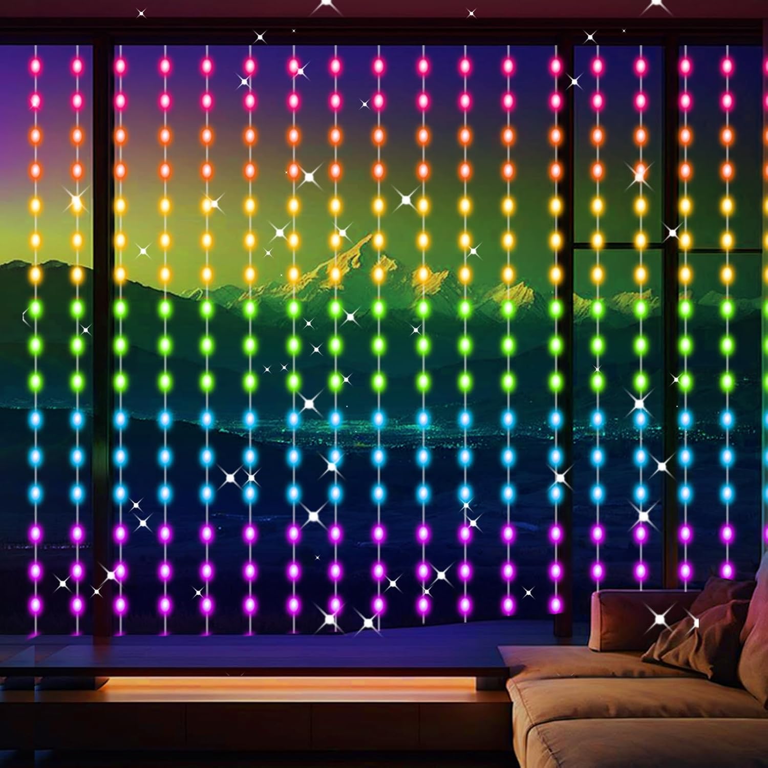 LuminVue Smart Curtain Lights – Cozy Dorm Room Aesthetic with 16 Million Color Modes, USB Powered 8x6ft Drape