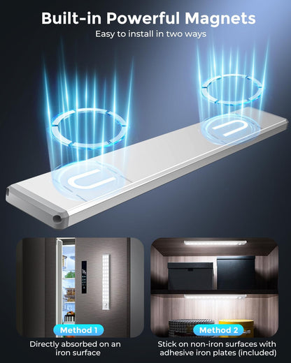 LUMIORA Dimmable Under Counter Light – Mood Lighting Bar for Kitchen and Pantry, White or Warm White Finish, 2 Pack