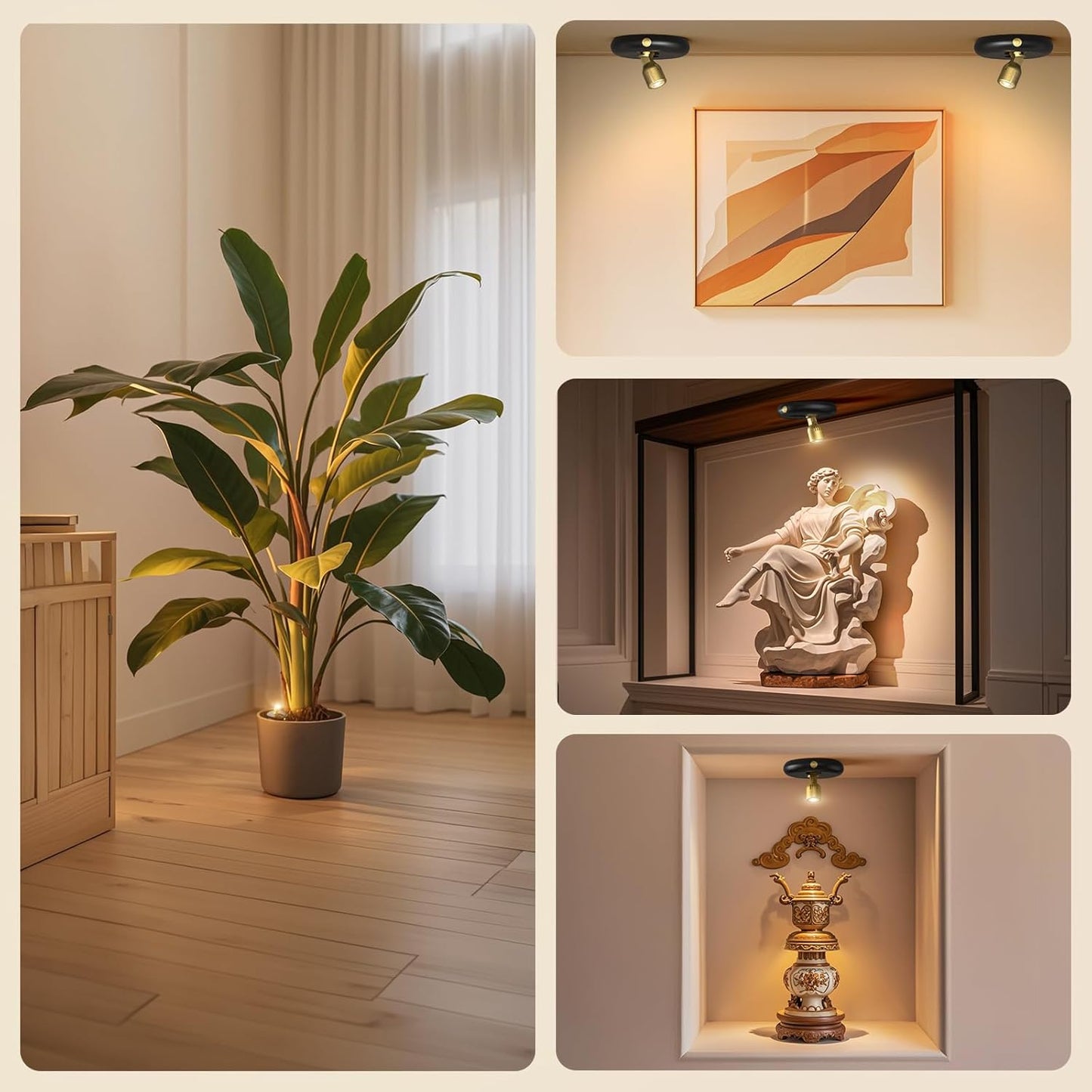 LUMIORA Rechargeable Art Light for Clutter-Free Spaces, Seamless Magnetic Mount Spotlight in Black or White