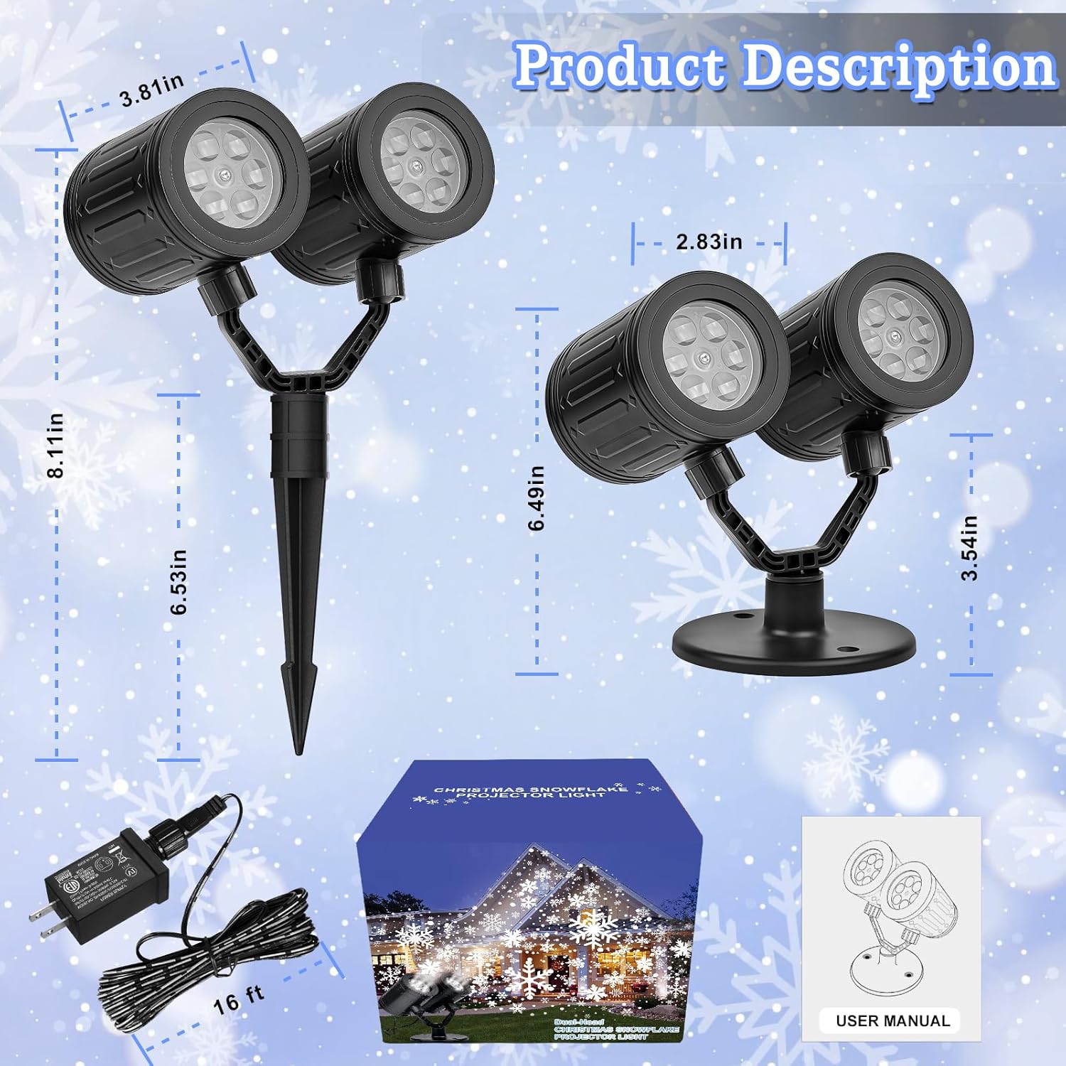 LUMIORA WinterGlow Snowflake Projector – Housewarming and Birthday Present, Easy Setup Decorative Light