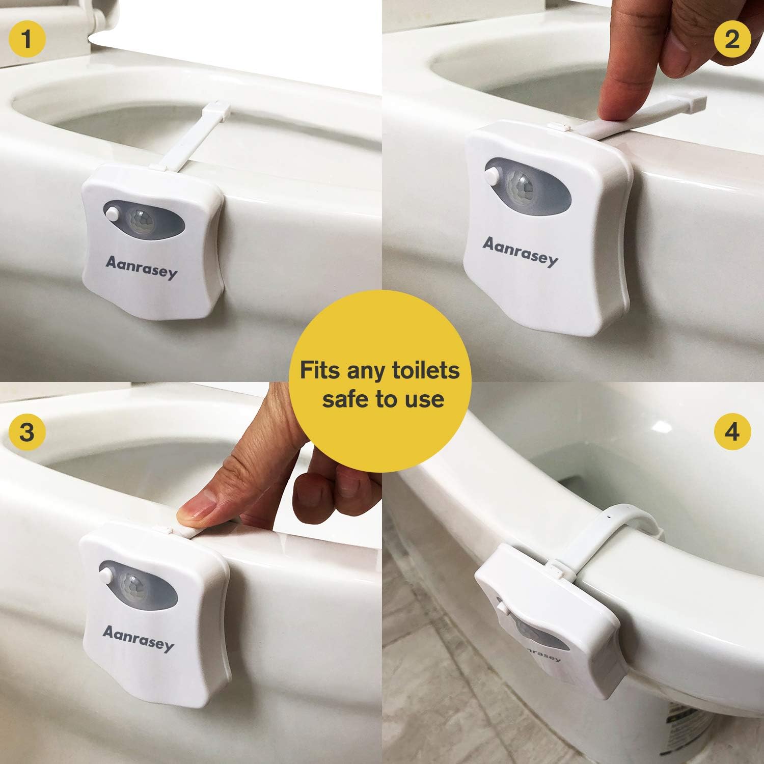LumiPals LED Toilet Night Light – Safe Bathroom Companion for Toddlers Potty Training, 8 Colors 2-Pack