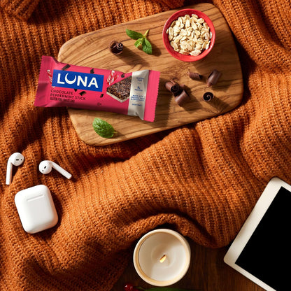 LUNA Bar Chocolate Peppermint Stick – Wholesome Chocolate Peppermint Treat for a Calmer Office Snack Ritual, 12-Count