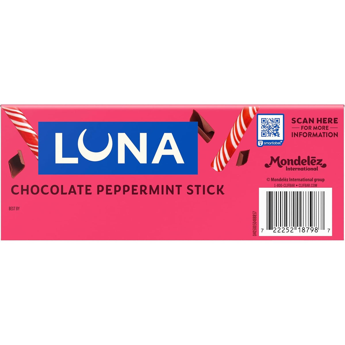 LUNA Bar Chocolate Peppermint Stick – Wholesome Chocolate Peppermint Treat for a Calmer Office Snack Ritual, 12-Count