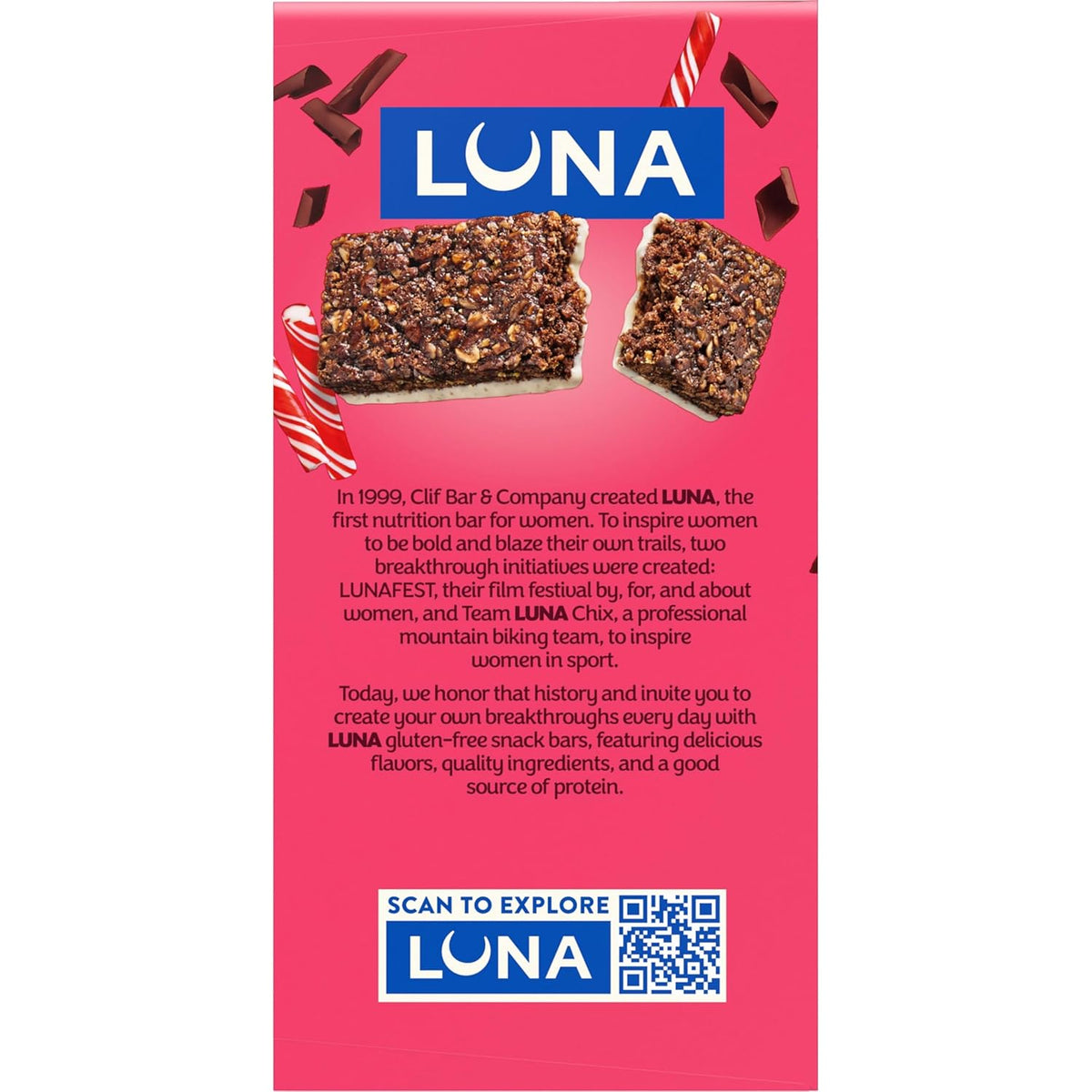 LUNA Bar Chocolate Peppermint Stick – Wholesome Chocolate Peppermint Treat for a Calmer Office Snack Ritual, 12-Count