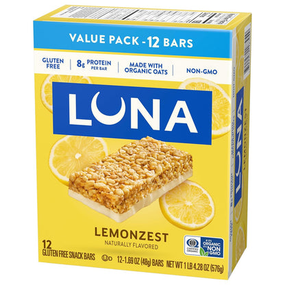 LUNA Bar LemonZest Non-GMO Protein Bar – Commute Companion for Busy Professionals on the Move