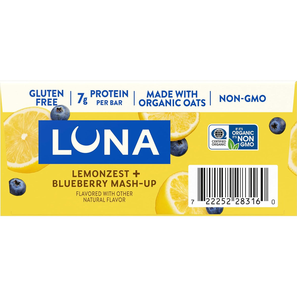 LUNA Bar Mash-Ups LemonZest + Blueberry – Wholesome Snack Bar for Yoga Studios, Wellness Retreats, and Calm Workdays
