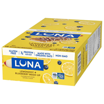 LUNA Bar Mash-Ups LemonZest + Blueberry – Wholesome Snack Bar for Yoga Studios, Wellness Retreats, and Calm Workdays