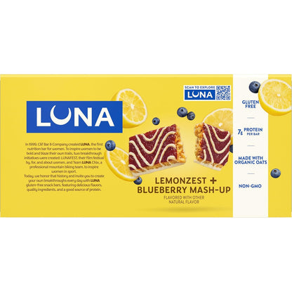 LUNA Bar Mash-Ups LemonZest + Blueberry – Wholesome Snack Bar for Yoga Studios, Wellness Retreats, and Calm Workdays