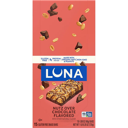LUNA Bar Nutz Over Chocolate - Gluten-Free Plant-Based Snack for Health-Conscious Women, Yoga Bag & Clean Eating
