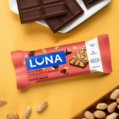 LUNA Bar Nutz Over Chocolate - Gluten-Free Plant-Based Snack for Health-Conscious Women, Yoga Bag & Clean Eating