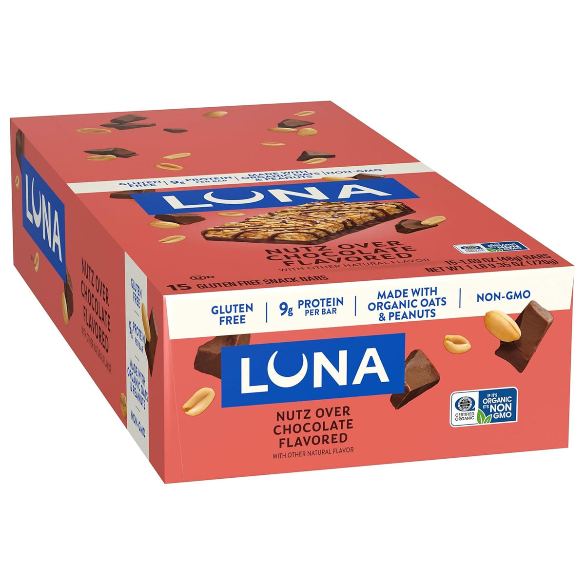 LUNA Bar Nutz Over Chocolate - Gluten-Free Plant-Based Snack for Health-Conscious Women, Yoga Bag & Clean Eating