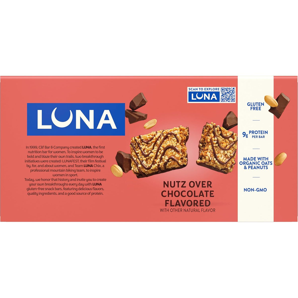 LUNA Bar Nutz Over Chocolate - Gluten-Free Plant-Based Snack for Health-Conscious Women, Yoga Bag & Clean Eating