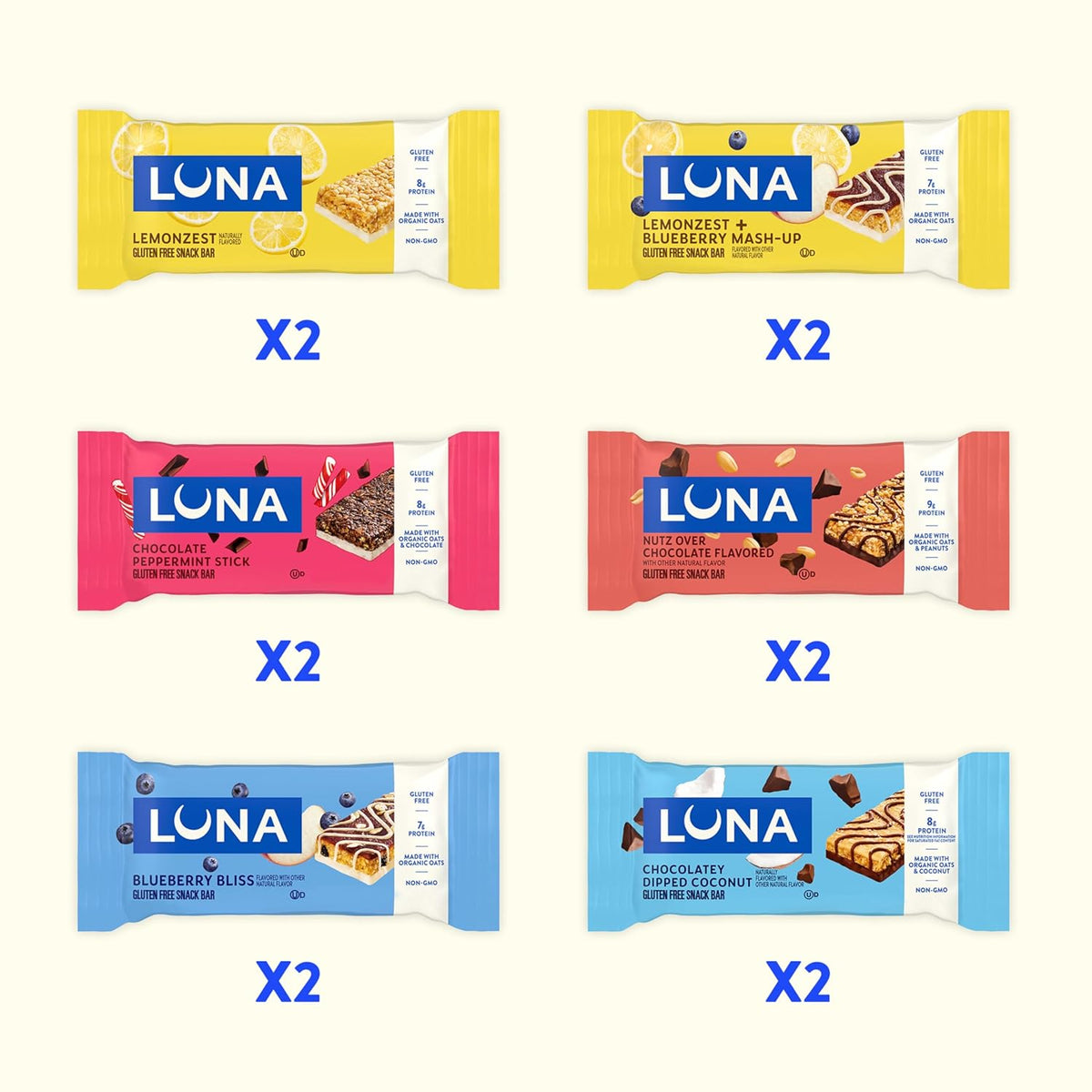 LUNA Bar Protein Snack - Allergy-Friendly Treat for Family Pantry, Plant-Based 12 Count
