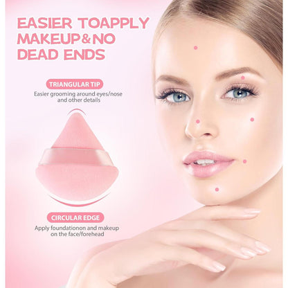 LunaGlow Triangle Powder Puff 8 Pack – Neutral Vanity Essentials, Soft Velour Makeup Blender Set