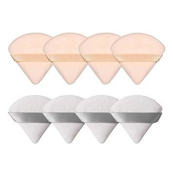 LunaGlow Triangle Powder Puff 8 Pack – Neutral Vanity Essentials, Soft Velour Makeup Blender Set
