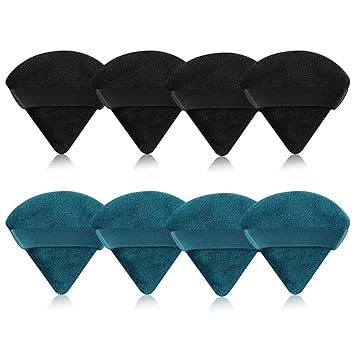 LunaGlow Triangle Powder Puff 8 Pack – Neutral Vanity Essentials, Soft Velour Makeup Blender Set